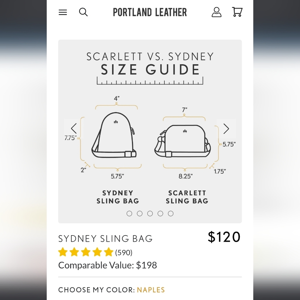 Portland Leather PLG Sydney Sling Bag Naples - Picture 8 of 9